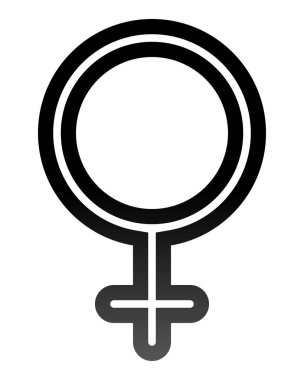 Kadın sembol simge - siyah ince yuvarlak özetlenen degrade, izole - illüstrasyon vektör