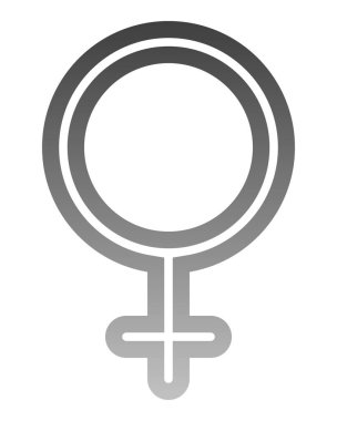 Kadın sembol simge - orta gri ince yuvarlak özetlenen degrade, izole - illüstrasyon vektör