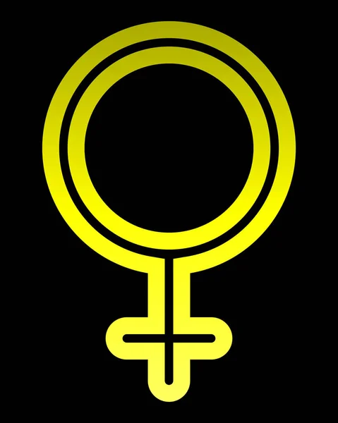 Значок Женского Символа Жёлтый Тонкий Округлый Градиент Изолированный Векторная Иллюстрация — стоковый вектор