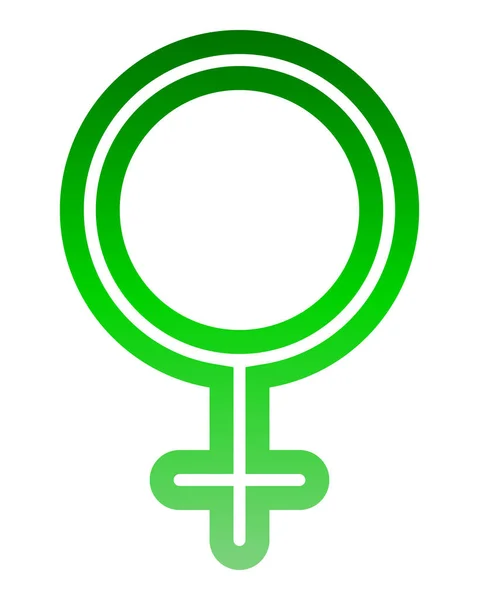 Ícone Símbolo Feminino Verde Fino Arredondado Gradiente Delineado Isolado Ilustração — Vetor de Stock