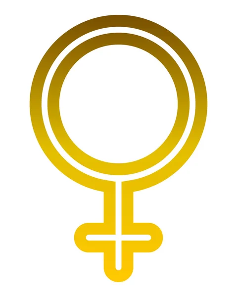 女性のシンボル アイコン ゴールデン薄い丸い概説グラデーション ベクトル イラスト — ストックベクタ