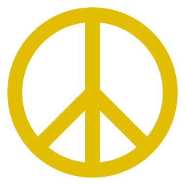 Barış sembolü simgesi - altın basit, izole - illüstrasyon vektör