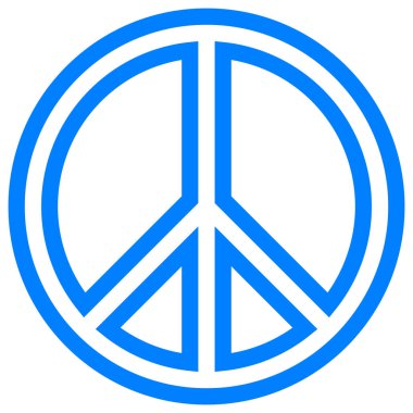 İzole barış sembol simge - ana hatlarıyla, mavi basit - vektör çizim