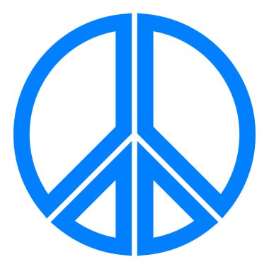 İzole - barış sembolü simgesi - mavi basit, kesimlere ayrılmış Seviyelendirilmiş şekilleri, illüstrasyon vektör