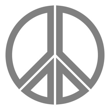 Barış sembolü simgesi - orta gri basit, Seviyelendirilmiş şekilleri, vektör illüstrasyon izole - parçalara
