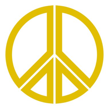 İzole - barış sembolü simgesi - altın basit, kesimlere ayrılmış Seviyelendirilmiş şekilleri, illüstrasyon vektör