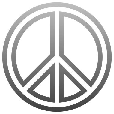 Barış sembolü simgesi - orta gri basit özetlenen degrade, izole - illüstrasyon vektör