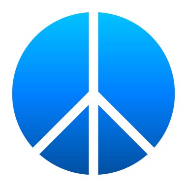 Barış sembolü simgesi - mavi basit degrade, izole - şekiller, vektör çizim parçalara