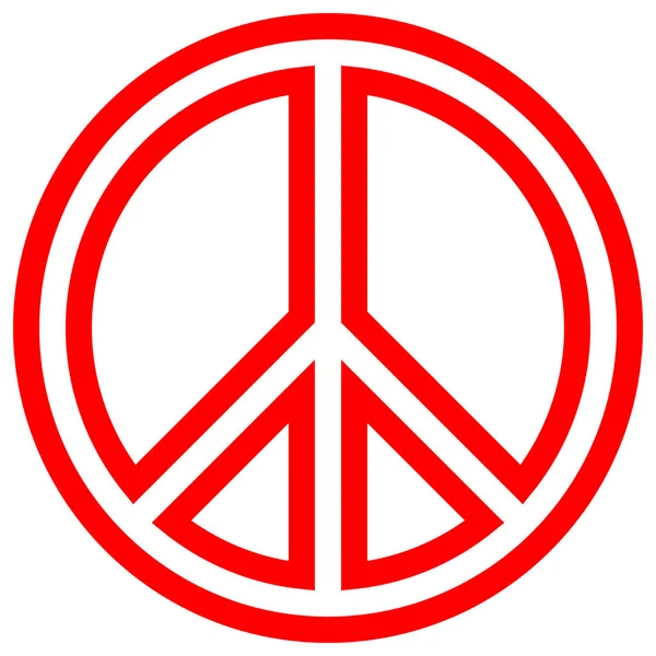 Icono Símbolo Paz Rojo Simple Delineado Aislado Ilustración Vectorial — Vector de stock