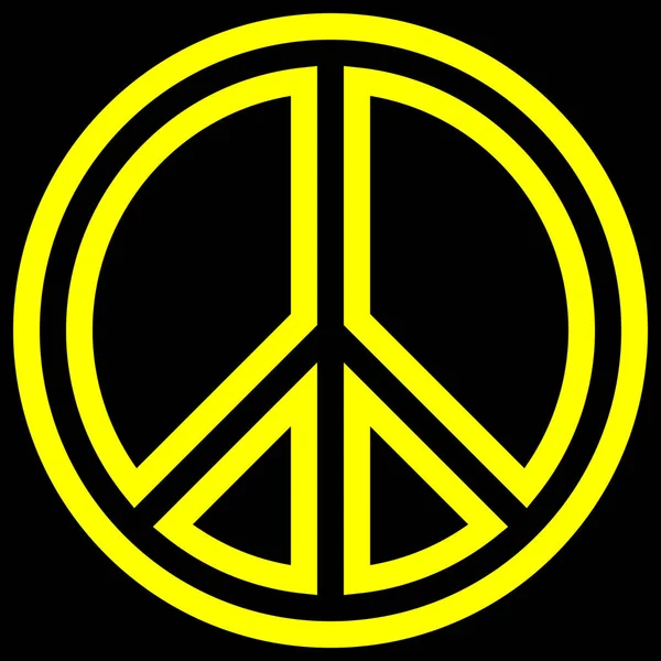 Ícone Símbolo Paz Amarelo Simples Delineado Isolado Ilustração Vetorial —  Vetores de Stock