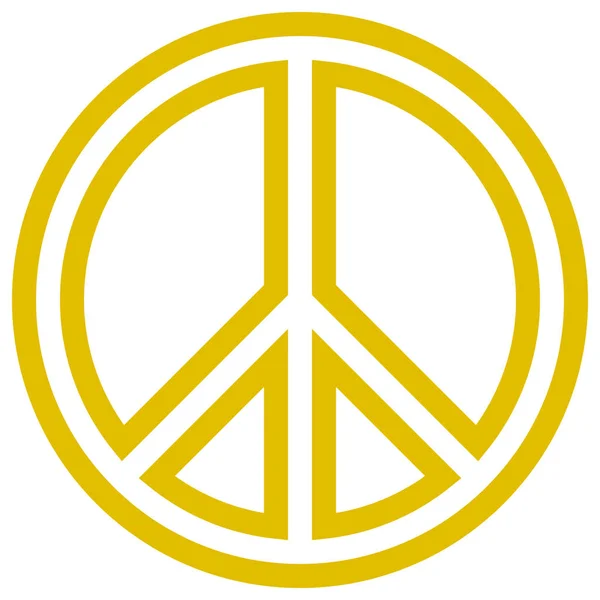 Ikonę Symbolu Pokoju Złoty Proste Wskazano Białym Tle Ilustracja Wektorowa — Wektor stockowy