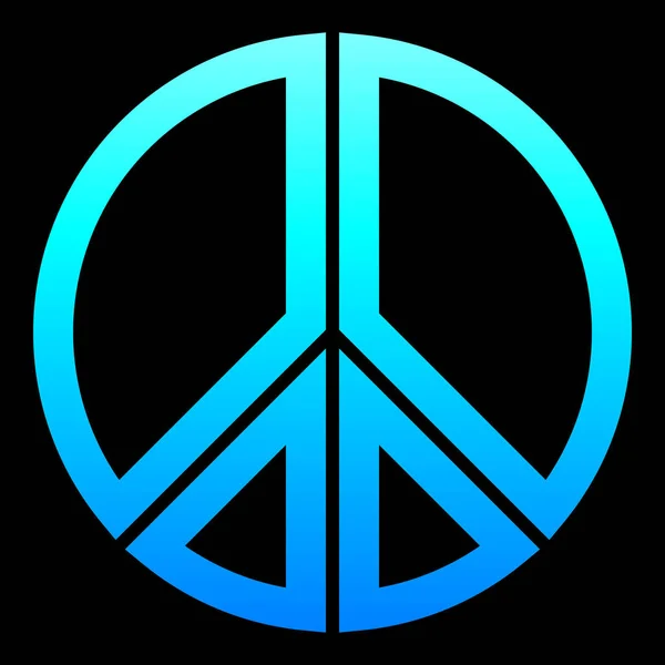 Peace Symbol Icon Cyan Blue Simple Gradient Cold Light Segmented — Stock Vector