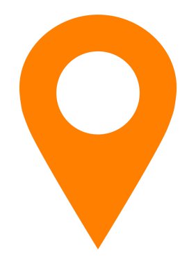 Pin noktası - turuncu basit boş, izole - illüstrasyon vektör