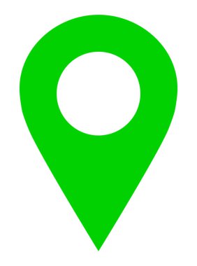 Pin noktası - yeşil basit boş, izole - illüstrasyon vektör