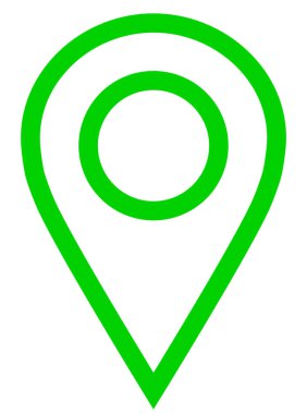 PIN noktası - yeşil basit ana hatlarıyla, izole - vektör çizim