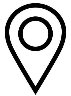 PIN noktası - siyah basit ana hatlarıyla, izole - vektör çizim