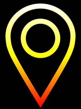 Pin noktası - beyaz sarı turuncu kırmızı degrade, sıcak ışık, ana hatlarıyla, izole - illüstrasyon vektör