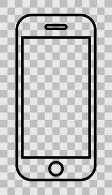 Akıllı telefon simgesi simgesi - siyah basit ana hatlarıyla, izole - vektör çizim