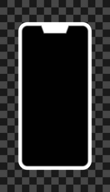 Akıllı telefon simgesi - çentik, çerçeve-az, izole - vektör çizim ile siyah ekran beyaz ile kapalı