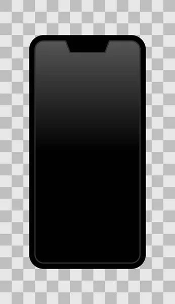 Smartphone Ikon Fekete Kikapcsolt Színátmenet Fekete Képernyő Bevágás Keret Nélküli — Stock Vector
