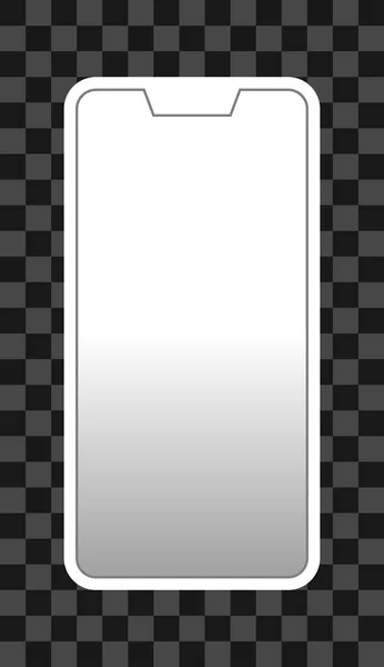 Значок Смартфона Белый Включенным Белым Градиентным Экраном Выемкой Безеля Изолированный — стоковый вектор