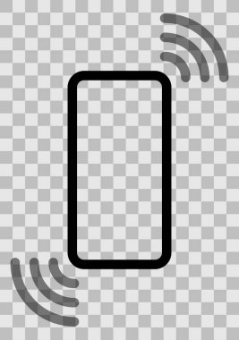 Dalgalar sembol simge - siyah şeffaf basit düz - vektör çizim ile Smartphone