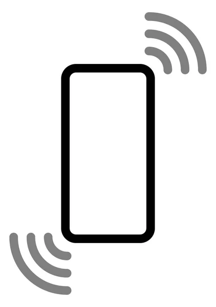 Smartphone Con Icono Símbolo Ondas Negro Gris Simple Plana Ilustración — Vector de stock