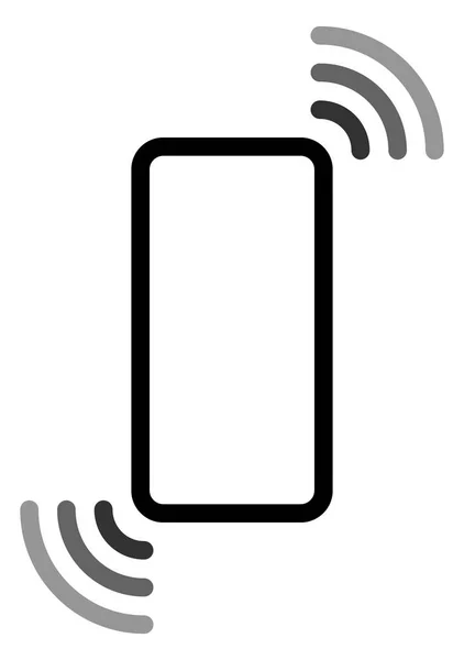 Smartphone Con Icono Símbolo Ondas Negro Gris Simple Plana Ilustración — Vector de stock