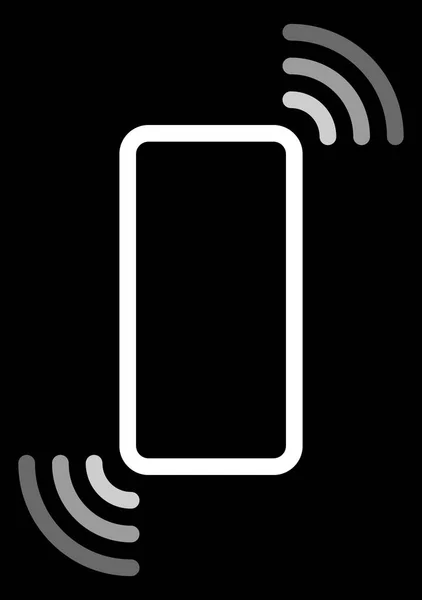 Smartphone Val Hullámok Szimbólum Ikon Fehér Szürke Egyszerű Lapos Vektor — Stock Vector