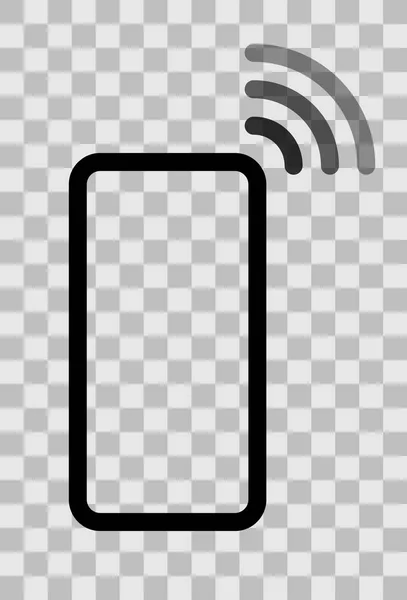 Smartphone Met Golven Symbool Pictogram Zwarte Transparante Eenvoudige Flat Vectorillustratie — Stockvector