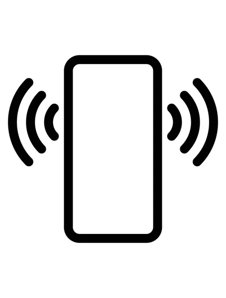智能手机与波浪标志图标 黑色简单的平 向量例证 — 图库矢量图片