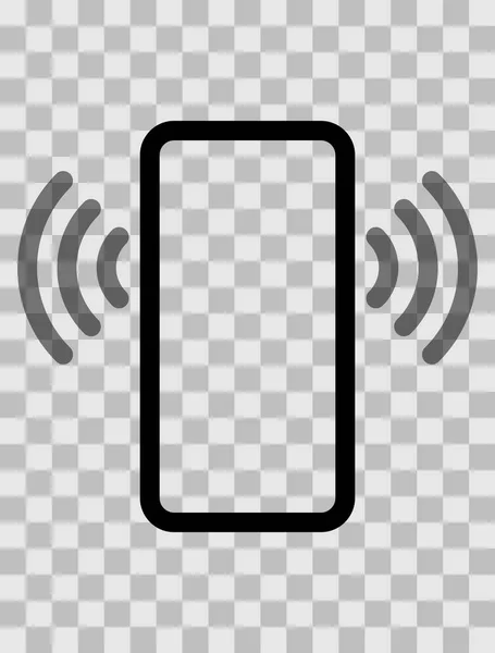 Smartphone Val Hullámok Szimbólum Ikon Fekete Átlátható Egyszerű Lapos Vektor — Stock Vector