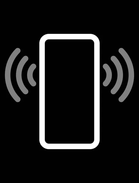 Smartphone Val Hullámok Szimbólum Ikon Fehér Szürke Egyszerű Lapos Vektor — Stock Vector