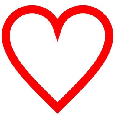 Kalp simgesi simgesi - kırmızı basit ana hatlarıyla, izole - vektör çizim