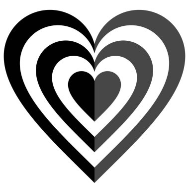 Kalp hedef sembolü simgesi - siyah basit, izole - vektör illüstrasyon