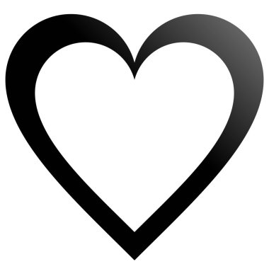Kalp simgesi simgesi - siyah özetlenen degrade, izole - illüstrasyon vektör