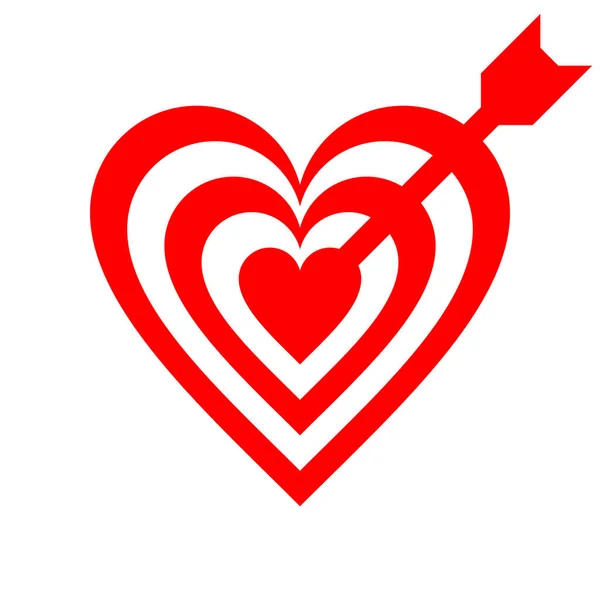 Herz Ziel Mit Pfeil Symbol Rot Einfach Isoliert Vektorillustration — Stockvektor