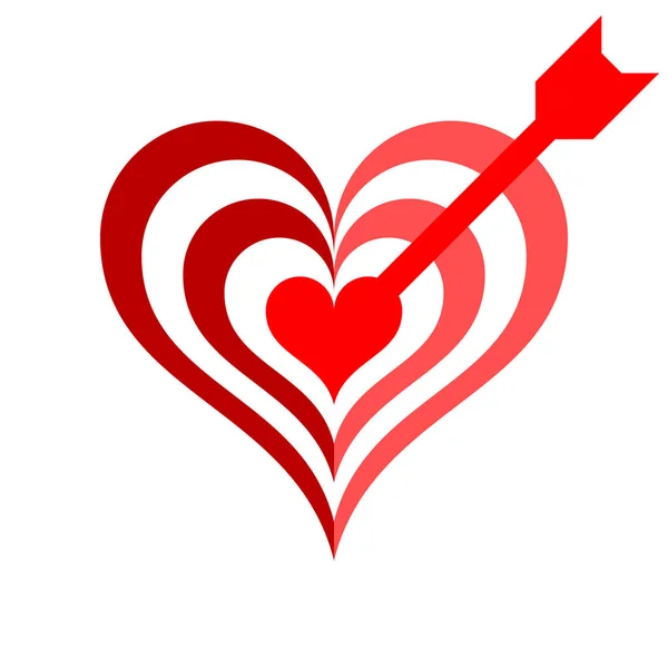 Herz Ziel Mit Pfeil Symbol Rot Einfach Isoliert Vektorillustration — Stockvektor