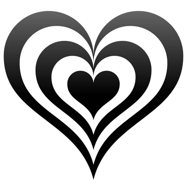 Herz Zielsymbol Symbol Schwarzer Verlauf Isoliert Vektorillustration — Stockvektor