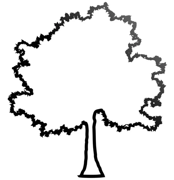 Drzewo Profil Sylwetka Białym Tle Czarny Kontur Gradientu Szczegółowe Ilustracja — Wektor stockowy