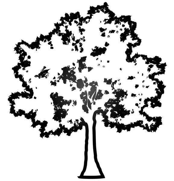 Sílhueta Perfil Árvore Isolada Gradiente Preto Delineado Detalhado Ilustração Vetorial — Vetor de Stock