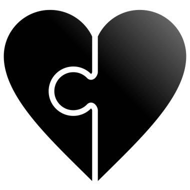 Kalp bulmaca sembol simge - siyah degrade, izole - illüstrasyon vektör