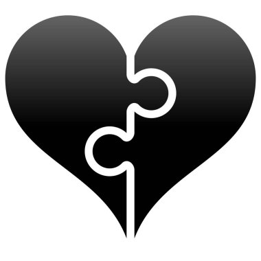 Kalp bulmaca sembol simge - siyah degrade, izole - illüstrasyon vektör