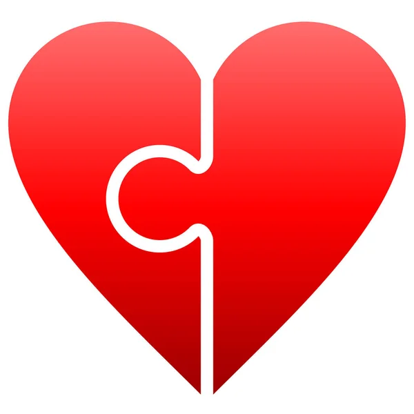 Hjärtat Pussel Symbol Ikonen Röd Toning Isolerade Vektor Illustration — Stock vektor
