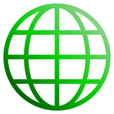 Küre simgesi simgesi - yeşil degrade, izole - illüstrasyon vektör