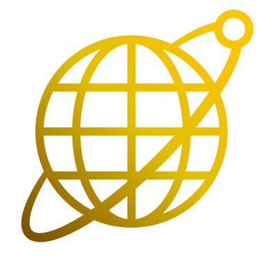 Yörünge ve uydu - kırmızı degrade, sembol simge vektör illüstrasyon izole -