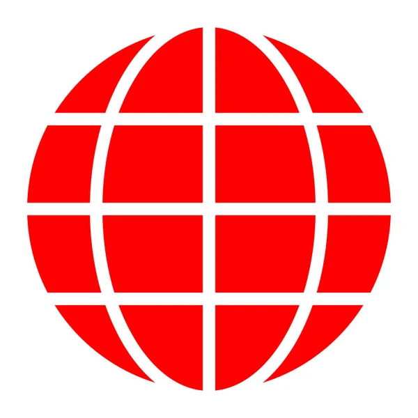Globe Symbolikon Röd Enkel Isolerade Vektorillustration — Stock vektor