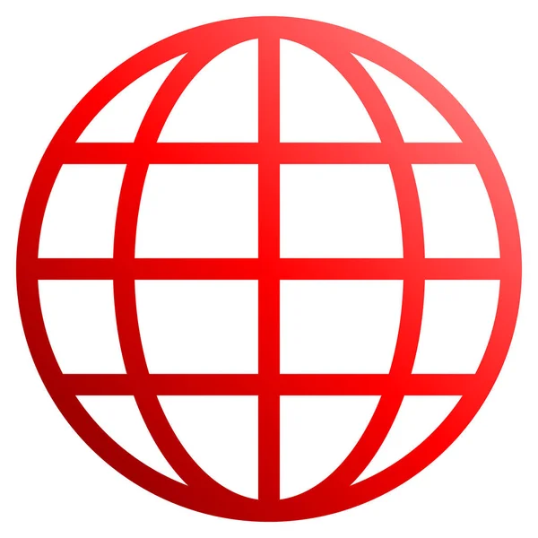 Icône Symbole Globe Dégradé Rouge Isolé Illustration Vectorielle — Image vectorielle