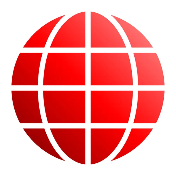 Ícone Símbolo Globo Gradiente Vermelho Isolado Ilustração Vetorial — Vetor de Stock