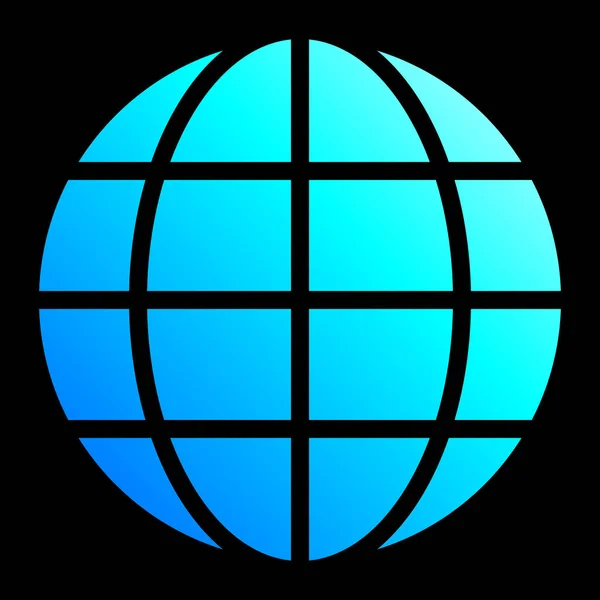 Ícone Símbolo Globo Gradiente Azul Ciano Isolado Ilustração Vetorial — Vetor de Stock